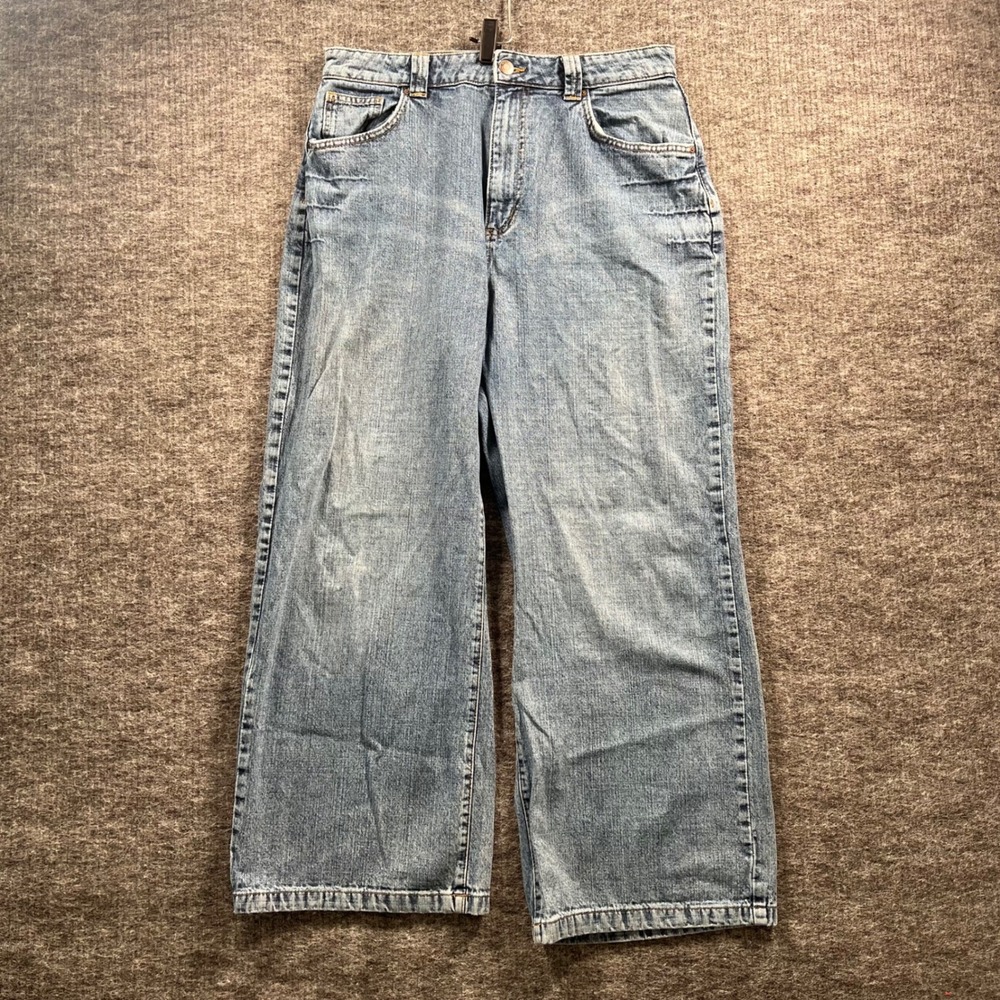 Cotton On Super Baggy Leg Jeans Light Wash Blue Wide Leg High Rise US 8